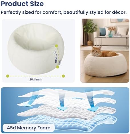 PAWSPIK Comfort Orthopedic Faux Rabbit Fur Memory Foam Cat & Small Dog Bed - Image 5