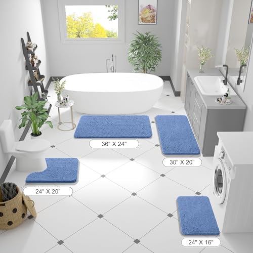 OLANLY Bathroom Runner Rugs 47x17, Extra Soft Absorbent Chenille Bath Rugs - Image 2