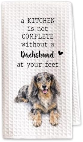 Dachshund Kitchen Towel, Funny Dapple Dog Lover Gift by SHESCRZIONU