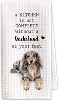Dachshund Kitchen Towel, Funny Dapple Dog Lover Gift by SHESCRZIONU