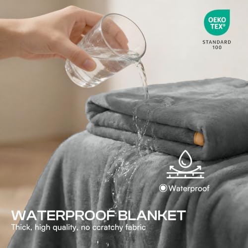 Luciphia Waterproof Pet Blanket, Washable Reversible Sherpa Fleece Throw - Image 2