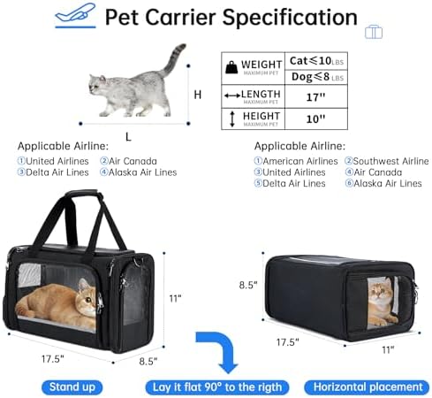 Cat Carrier Pet Travel Carrier by Airplane Approved Under Seat, TSA Airline - Image 4