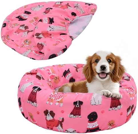 Round Replacement Dog Bed Covers Elastic Edged Washable 30 x 9.8 Inch by Hoopttay
