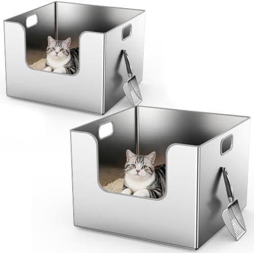 2 Pack XXXL Square Stainless Steel Litter Box by Unknown
