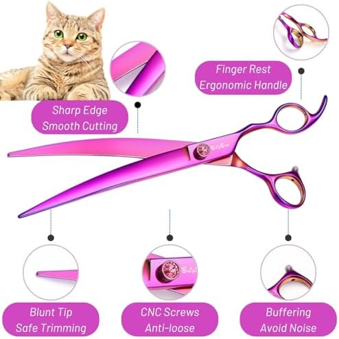 9in Curved Dog Grooming Scissors, 30° VG10 Pet Shears Heavy Duty - Image 3