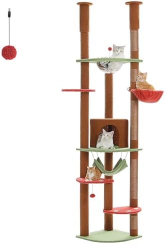 PEQULTI Floor to Ceiling Cat Tree, 92.9-101.6in Adjustable Cat Tower by PEQULTI
