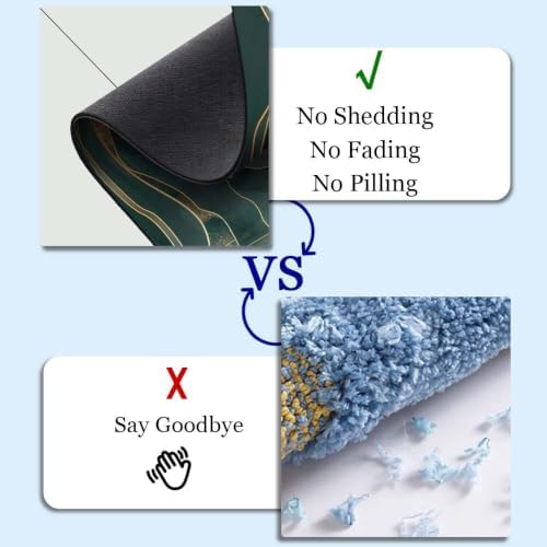 Green and Gold-Mountain-Super Absorbent Quick-Drying Bathroom Mat Rug, Rubber - Image 4