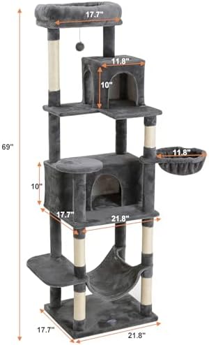 Multi-Level Cat Tree, 69 Inches Tall Cat Tower - Image 2