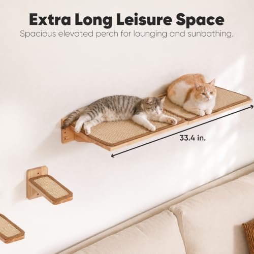 FUKUMARU Cat Wall Shelves 4 Set, Solid Rubber Wood Shelf - Image 2