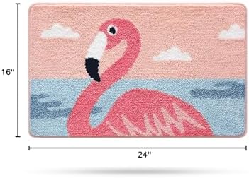 Molesun Flamingo Bath Mat 16x24, Soft Absorbent Microfiber Bath Rugs - Image 2