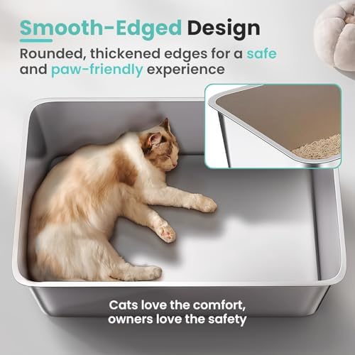 Stainless Steel Cat Litter Box, 17.7"x13.8"x6" - Image 4