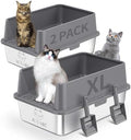 2PACK Stainless Steel Cat Litter Box by ICYAIR