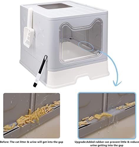 Foldable Cat Litter Box with Lid, Enclosed Potty, Large Top Entry - Image 4