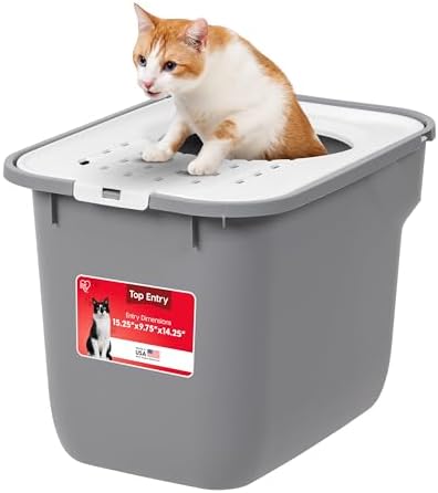 IRIS USA Large Top Entry Cat Litter Box, Hooded Privacy by IRISUSA