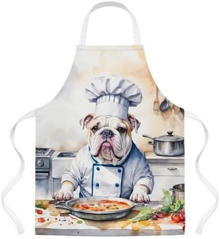 Caroline's Treasures English Bulldog The Chef Apron Cooking Kitchen Server by CarolinesTreasures
