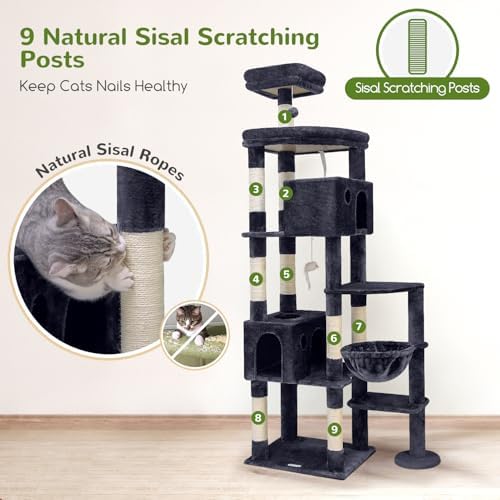Globlazer Giant Cat Tree for Indoor Large Cats, Dark Grey - Image 4