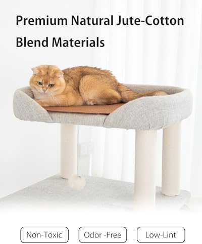 37.5" Cat Tree Tower for Large & Senior Cats, Low-Step Design - Image 6