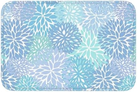 Blue Floral Bath Mat 24x16 Inch Non-Slip Soft Microfiber Bathroom Rugs Washable by Unknown