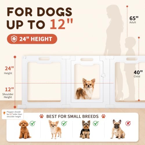 Clear Acrylic Dog Playpen Indoor, Non-Slip Design, Door Lock, Tool-Free Assembly - Image 5