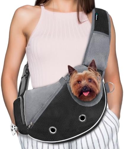 PetAmi Small Dog Sling Carrier, Puppy Cat Hands-Free Purse, 10 lb by PetAmi