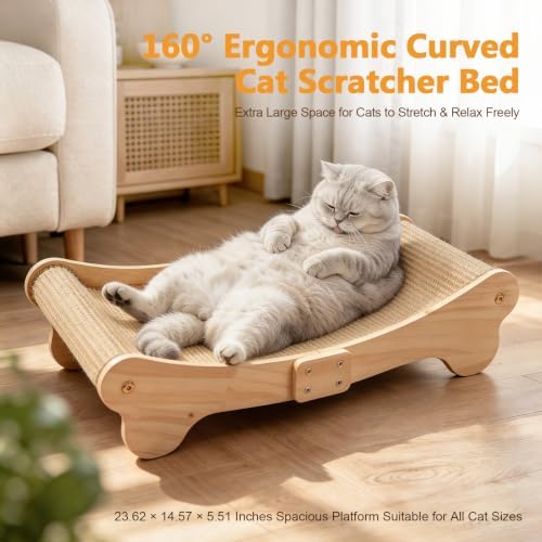 Large Sisal Cat Scratcher Bed Wooden Scratching Pad - Image 2