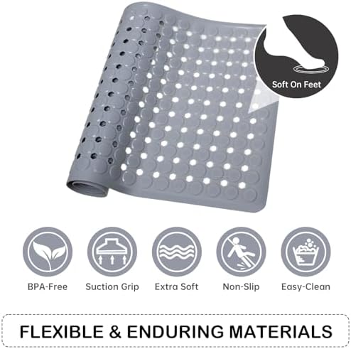 Non-Slip Bathtub and Shower Mats, Power Grip Bath Mat 35 x 16.3 Inch - Image 5