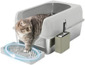 PawHut Stainless Steel Litter Box Easy Clean High Sided Scoop Light Gray by PawHut