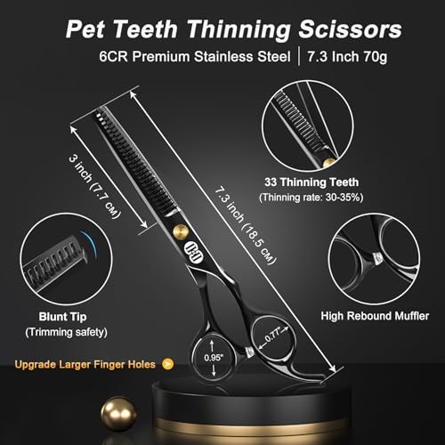 CIICII Dog Grooming Scissors Kit, 7 Inch Safety Pet Cat Shears Set - Image 4