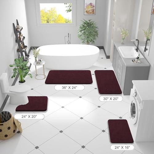 OLANLY Small Bathroom Rugs 24x16, Extra Soft Absorbent Chenille Bath Rugs - Image 2