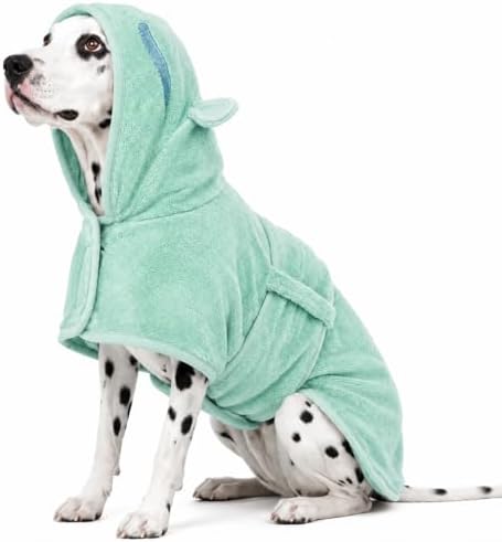 Dog Bathrobe, Fast Drying Coat, Super Absorbent Bath Towel Green XS by ADNIKIA