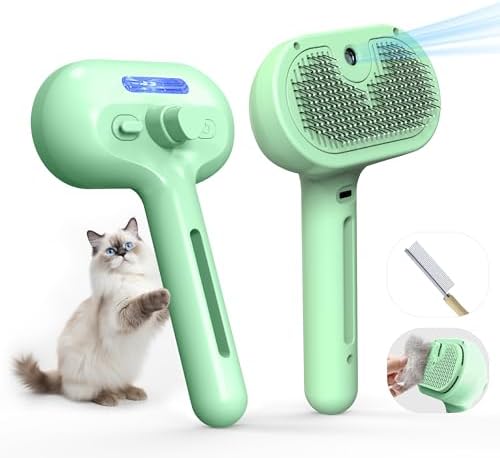 Pet Grooming Brush with Electronic Mist Spray by Eilimy
