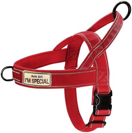 Red No Pull Dog Harness for Small Medium Large Sized Dog, Reflective Escape by QIFBYFB