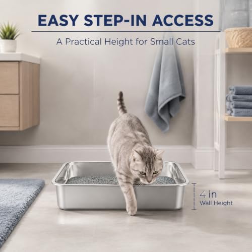 10 Pack Stainless Steel Cat Litter Box, 15.7"×11.8"×4" Metal Litter Pan - Image 2
