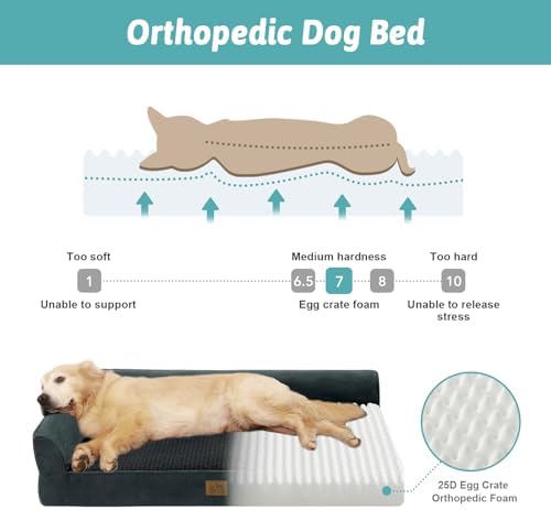 COZY KISS Orthopedic Dog Bed for Extra Large Dogs, L Shaped XL 44x32 inch - Image 2