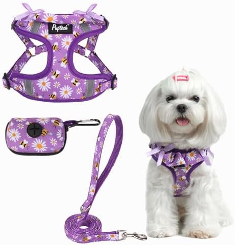 PUPTECK Dog Harness and Leash Set Small Sized, Step in No Pull Adjustable Puppy by PUPTECK