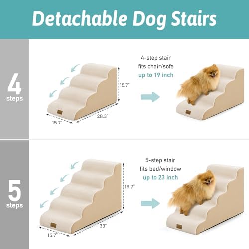 COZY KISS Dog Stairs for Small Dogs, 4 Step Pet Stairs for Beds & Couches - Image 2