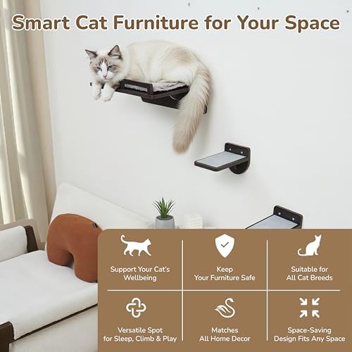 45LBS Cat Wall Shelves with 3 Non-Slips Steps, Space-Saving Mounted Cat Wall - Image 6