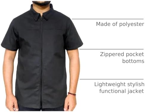 Professional Barber Jacket Black Half Sleeve Barber Shirt Men's Red Hairdresser - Image 4