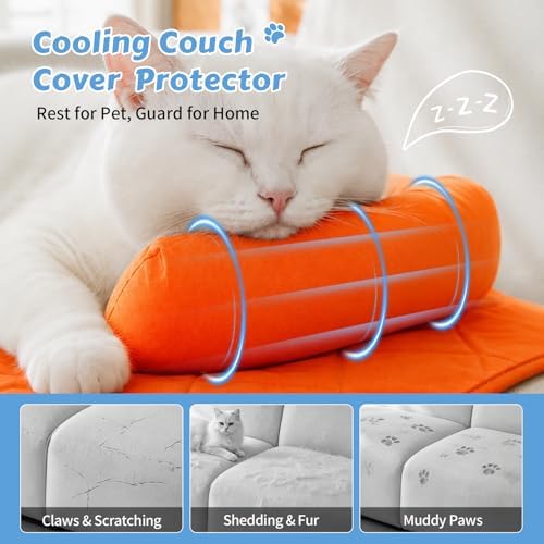 Cooling Dog Bed Mats with Neck & Head Support, 31.5 x 23.62 inch Orange - Image 4