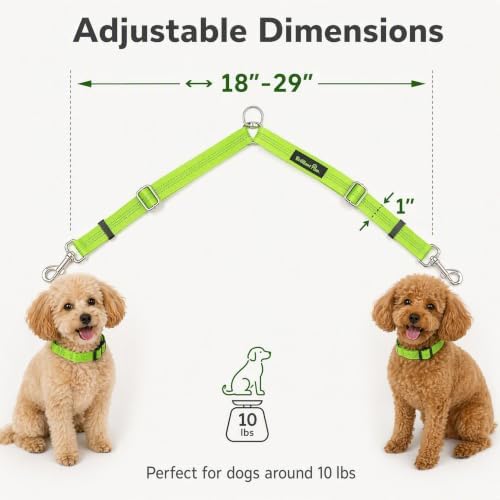 Double Dog Leash Coupler, No Tangle 360° Swivel Adjustable Reflective Dog Leash - Image 4