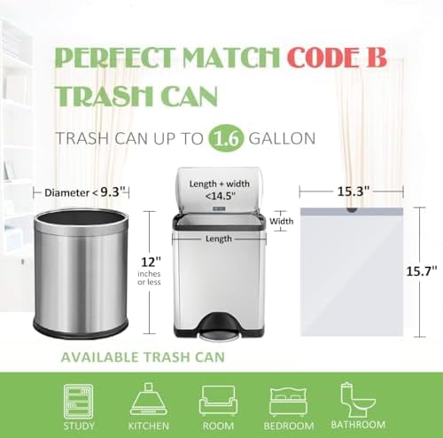 1.6 Gallon Small 220 Counts Strong Drawstring Trash Bags Garbage Bags by Teivio - Image 2