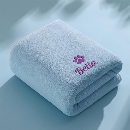 Personalized Pet Towel, Custom Embroidered Name Dog Towel, Super Absorbent by Colifolu