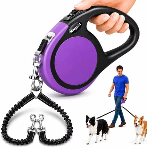 Double Retractable Dog Leash for Two Dogs Up to 115 lbs by MEEGOOD