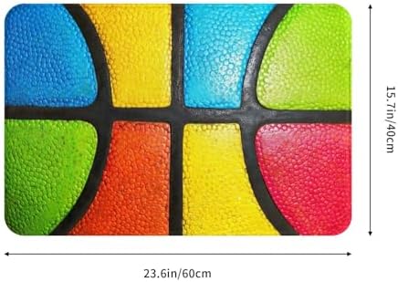 Colorful Basketball Texture Bath Mat 24x16 Inch Non-Slip Soft Microfiber - Image 3