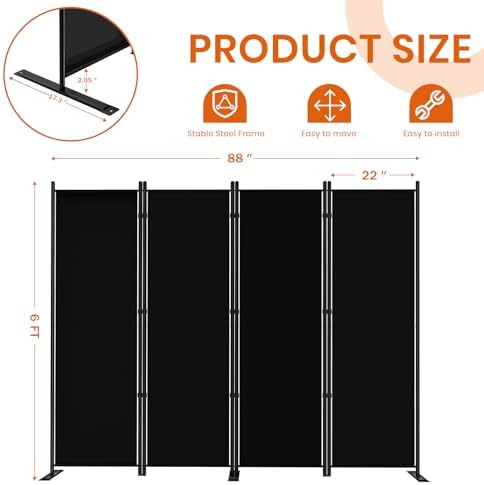 SUNALLY Room Divider Privacy Screens, 4 Panel Divider - Image 2