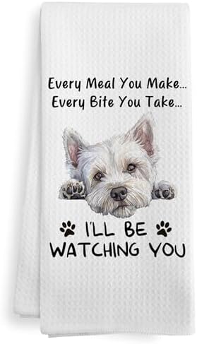 Funny Westie Dog Kitchen Towels Decor, West Highland White Terrier Westie Dog by XNXLDYLH