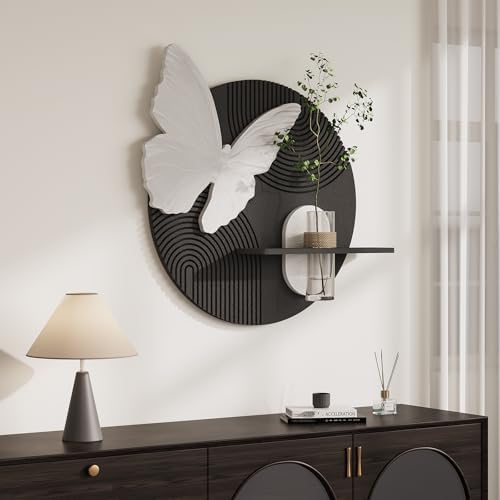 3D Black and White Modern Minimalist Butterfly Wall Art Decor, 24x24 Inch by Troartos