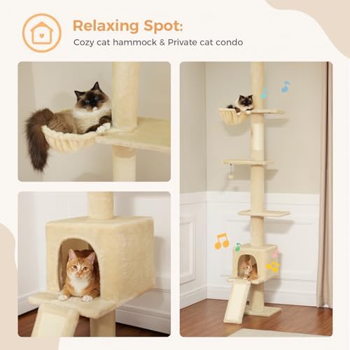 PEQULTI Floor to Ceiling Cat Tree, Adjustable 83-108in 5-Level Tower - Image 6