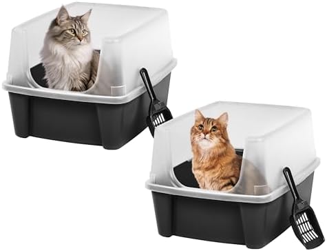 IRIS USA High Sided Cat Litter Box, Scatter Shield by IRISUSA