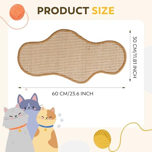 Sisal Cat Scratcher Mat with Sticky Tapes, 23.6" x 11.8" Cat Scratching Carpet - Image 6